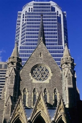  Montreal, Quebec, Canada. Rue Sainte-Catherine, eglise anglicanne.